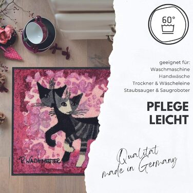 Килимок Salonloewe Rosina Wachtmeister Siamo in sei 50x75 см – яскравий придверний килим для входу з котами, брудозахисний, праний, кольоровий