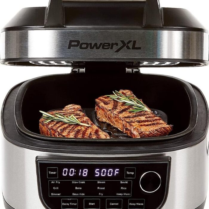 PowerXL MultiCooker - 12-in-1 Multi Cooker with Keep Warm Function - Air Fryer, Oven, Skillet, Rice Cooker, and More - 5.7 Liter Capacity - 12 Cooking Programs - Air Fryer - Calorie-Saving