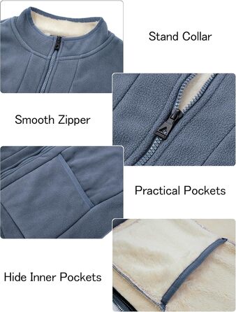 Чоловіча флісова жилетка AIEOE для осені/зими - тепла жилетка з 4 кишенями, стоячий комір, без рукавів, сіра, розмір L