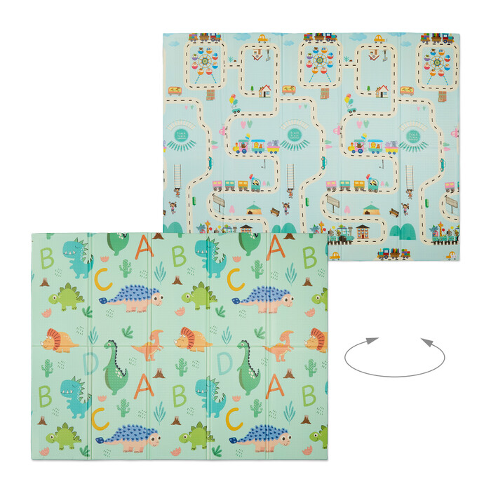 Relaxdays Foldable Play Mat Dinosaurs and Train
