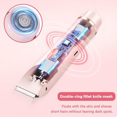 Електричний тример для бікіні 2-в-1 для жінок, водонепроникний IPX7, USB, рожевий