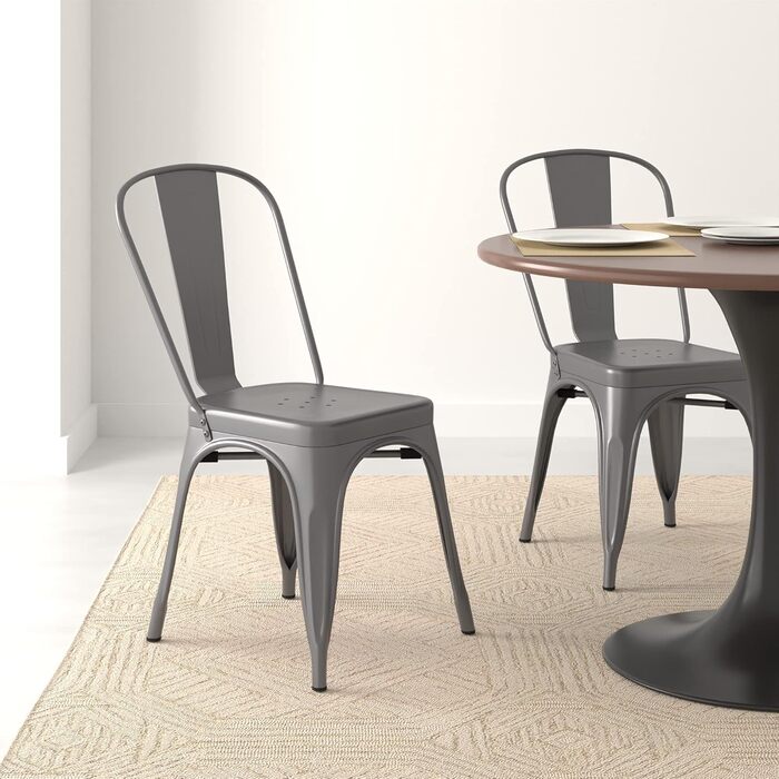 Amazon Basics Stackable Metal Dining Chairs (Set of 4)