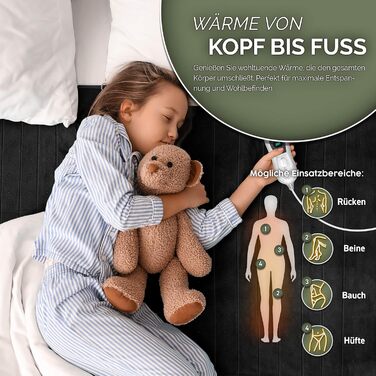 Електрична ковдра Sinnlein Doppel-Wärmeunterbett 160x140 см з автовимкненням та 2 зонами нагріву | 3 температурні режими | Підкладка під ковдру з м'якого флісу, антрацит | Без візерунку 160 x 140 см