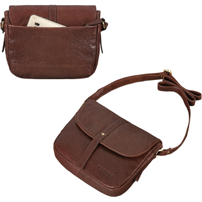 Стильна сумка-месенджер STILORD Kira з натуральної шкіри вінтаж, коричнева (Cognac/Maraska) - ідеальна для вечірок та повсякденного використання