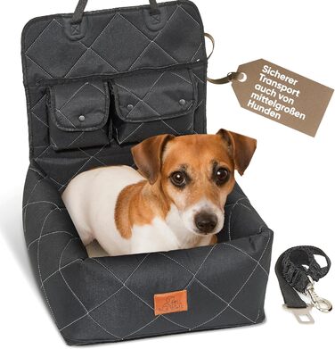 Автомобільний лежак для собак середнього розміру Fell & Bell, чорний | 2-в-1, зручний та стильний, для подорожей