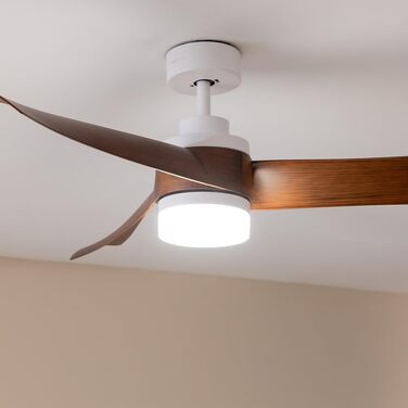 Стельовий вентилятор Cecotec EnergySilence Aero 5280 LightWood з LED підсвіткою 18W, діаметр 132 см, DC мотор, пульт, таймер, режим зима/літо