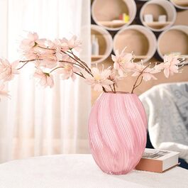 Скляна ваза для квітів, 24 см, сучасний мінімалістичний дизайн, ручної роботи, для дому, офісу, як подарунок (рожева)