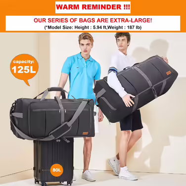Upeelife Travel Bag, 125L Large Foldable Travel Bag, Lightweight Sports Bag Weekender Waterproof Travel Duffel Bag with Shoe Compartment for Women Men Gym