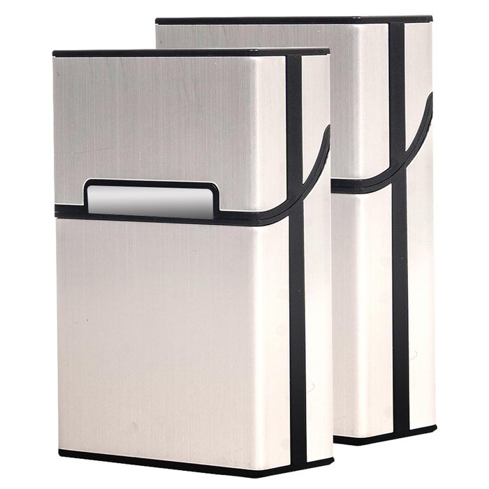 Металеве екіпе для сигарет на 20 сигарет, рожеве золото, сірий, шампань (2 шт.)