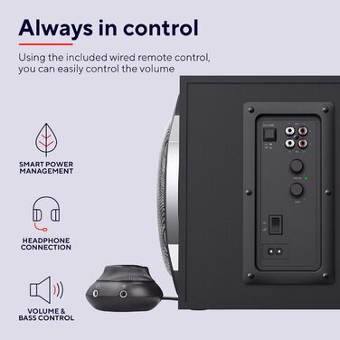 Акустична система Trust Tytan 2.1 - 120 Вт, чорний колір, з сабвуфером, для ПК