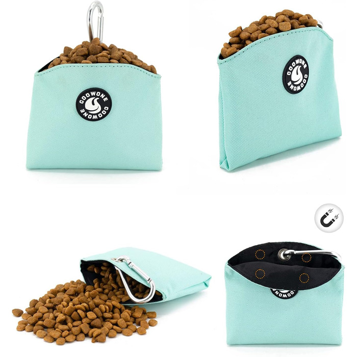Сумка для ласощів для собак COOWONE, з магнітною застібкою, 900D Oxford, для дресирування та прогулянок (м'ятний колір)