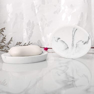 Набір аксесуарів для ванної кімнати L'ARL GMVOI, 4 шт., мармуровий набір аксесуарів для ванної кімнати з тримачем для зубних щіток, дозатором мила, склянкою, мильницею для декору ванної кімнати, білий