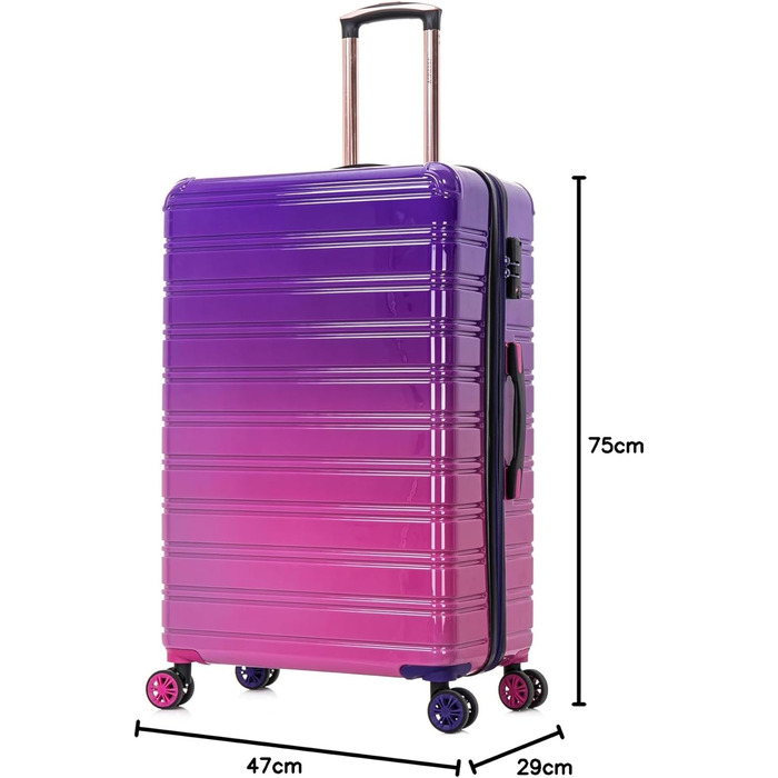 Набір валіз з полікарбонату | 3-кільний набір | Ручна валіза + Середня валіза + Велика валіза | Набір валіз | Турквіс (великий 75см, фіолетовий)