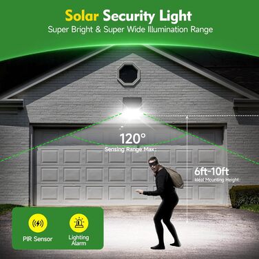 Solar Security Light for Outdoors with Motion Sensor, 122 LED 4 Modes Spotlight, USB Cable 2200mAh IP65 Solar Light Fence Light for Garden 【2 Pack】