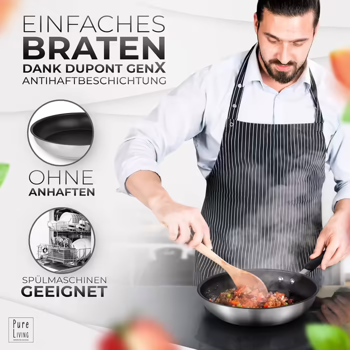 Frying Pan Set (20cm and 28 cm) Induction with TEST VERY GOOD and 5 YEARS WARRANTY - Anti-Stick Coated Frying Pan Set Induction – Induction Frying Pan Set Dishwasher and Oven Safe – Frying Pan Set 28cm+20cm Set