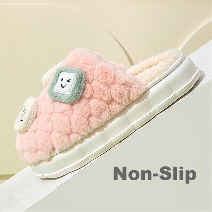 Жіночі та чоловічі домашні тапочки зимові, плюшеві, теплі, з піни, з антиковзким покриттям, рожеві, 42/43 EU, широкі