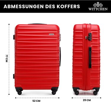 Валіза на колесах WITTCHEN Groove Line L (червона) з ABS-пластику, велика, для авіаперельотів (Lufthansa/Eurowings/Ryanair), з кодовим замком та 4 спіннерами