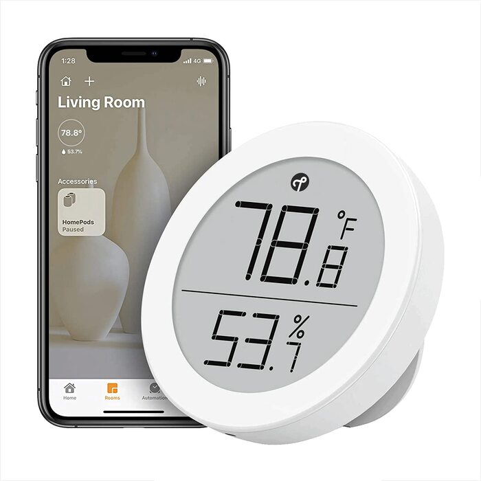 Qingping Electronic Ink Screen Hydrometer Humidity Indoor T-Version CGG1T, Temp and RH Monitor Support Homekit Siri Thread