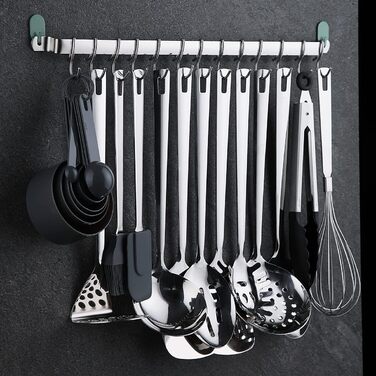 Kyraton Stainless Steel Kitchen Utensils Set, 37-Piece, Kitchen Helper Set, Kitchen Tool Set with Utensil Holder, Cooking Spoon Set Dishwasher Safe