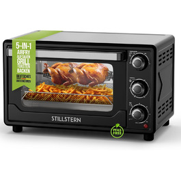 Міні-піч Stillstern CYCLONE PRO+ (25л) з конвекцією: піч-фритюрниця, гриль, тостер, піца, для кемпінгу, з антипригарним покриттям, рецепти, вертушка, 1500W