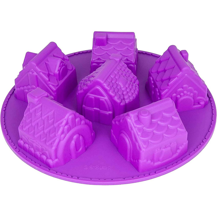 Silicone Mold Winter Village, Muffin Mold, Christmas Village, Gingerbread House, Muffin Mold, Cake Baking Mold, Muffin, Brownie, Candy, House, Cottages, Gingerbread, Gingerbread, Color: Purple