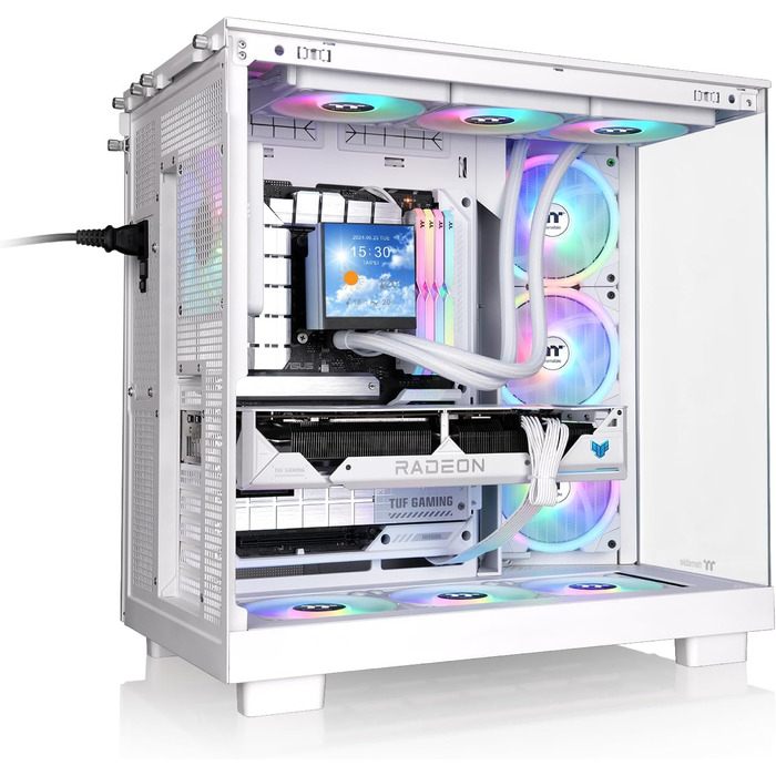 Корпус Thermaltake View 380 XL Wood Snow White – ATX Mid-Tower з RGB підсвічуванням, 4 вентилятори, USB-C, підтримка радіатора 360mm