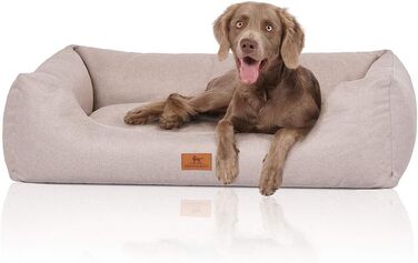 Ліжко для собак Knuffelwuff Emma з велюру, пастельні кольори, XL 105 x 75 см, бежеве, знімний чохол, легко мити, для великих, середніх та маленьких собак