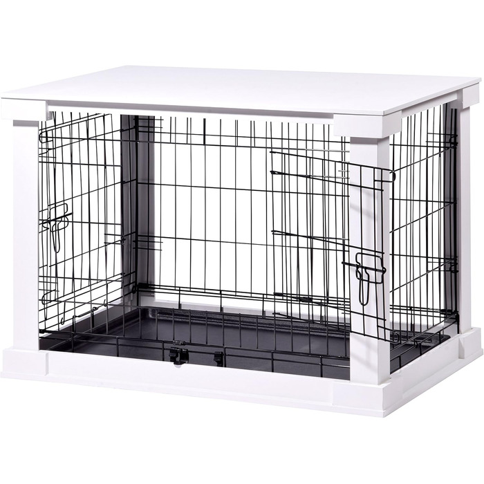 Будка для собак Dobar® Design з дерева, розмір M - будок з поверхнею столу - внутрішня собача будка - собача будка з масиву - журнальний столик - 83 x 55 x 59 см - білий