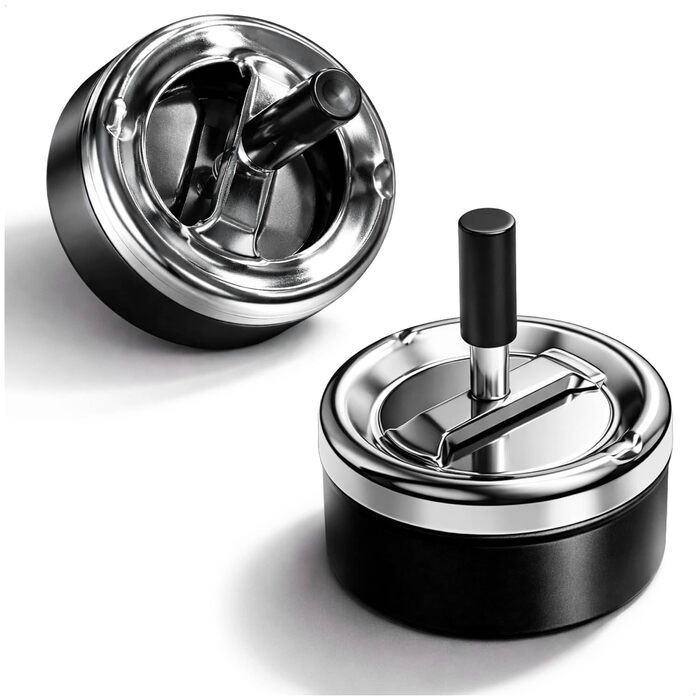 Попільничка металева com-four® 6x з нержавіючої сталі, Windaschenbecher, Ø 11 см (2 шт., чорна)