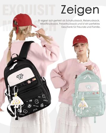 Шкільний рюкзак для підлітків: водонепроникний, великий, для дівчат та хлопців. Ідеальний для школи, подорожей та повсякденного використання (Блакитний)