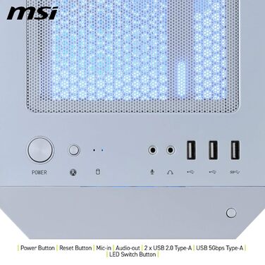 Корпус ПК MSI MAG Forge M100R White - Mid-Tower, ATX, підтримка RTX 40, ARGB, магнітні фільтри, загартоване скло