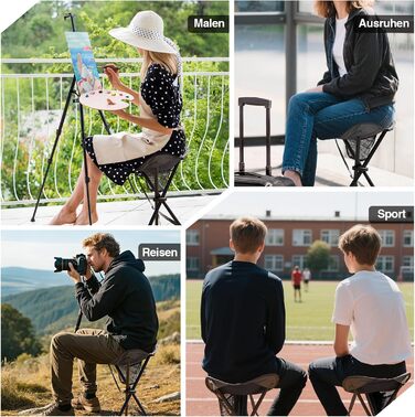 Складний туристичний стільчик з кишенею для риболовлі, кемпінгу та пікніків. Чорний, 53.3 см, до 102 кг.