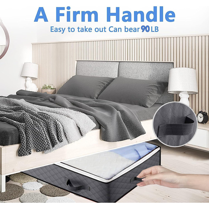 3 шт. Коробка для зберігання під ліжком - Комод під ліжко з прозорим вікном та блискавкою та ручками - Складна коробка для зберігання під ліжко для ковдр/одягу/покривал/ковдр (100x50x18 см, Темно-сірий)