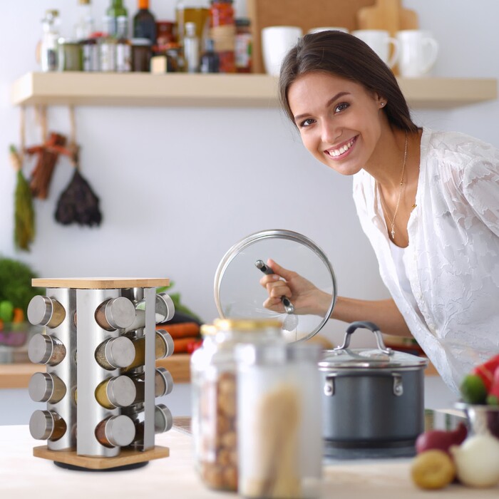 Relaxdays Rotating Spice Carousel with 16 Jars