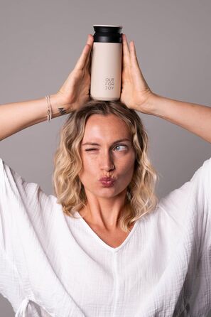 Термокружка з нержавіючої сталі 350 мл | Термокружка для кави та чаю з собою | З подвійними стінками, ізольована, не протікає | Travel Tumbler | Зберігає тепло 4 години / холод 8 годин (Бежевий, Ivory)