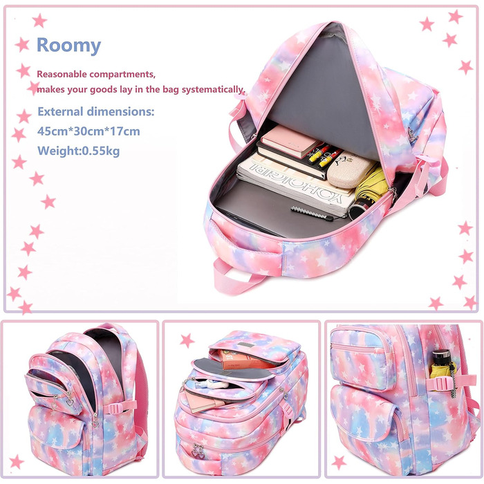 Шкільний рюкзак для дівчинки-підлітка, вінтажний рюкзак, набір, квітковий дизайн, рюкзак для ноутбука, шкільні сумки для жінок, для школи, подорожей, з ланч-бокс та пеналом (фіолетовий)