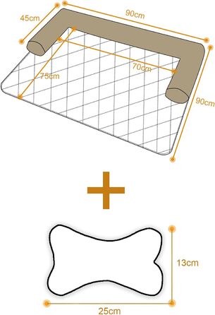 Крісло-ліжко для собак Raikou: комфортне місце для відпочинку, захист дивану та багажника, антиковзаюче покриття, легко миється, підходить для собак великих та маленьких порід (70x90 см, світло-сірий)