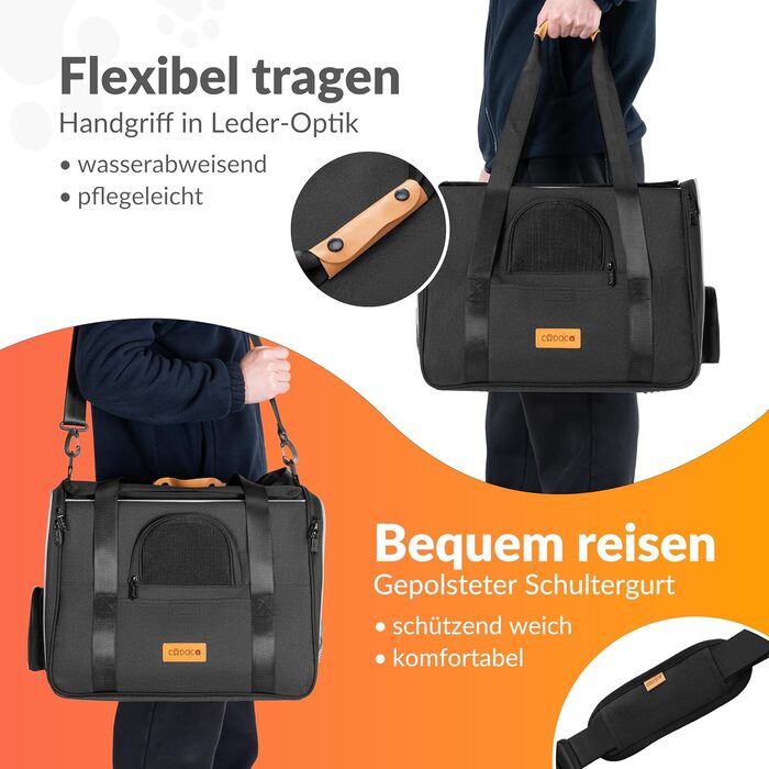 Транспортна переноска для котів до 20 кг, складна, з сонце- та водонепроникним дахом, плечовим ременем та мискою, дихаюча, комфортна, з обертовим подушкою, переноска для котів/собак, для автомобіля, колір антрацит