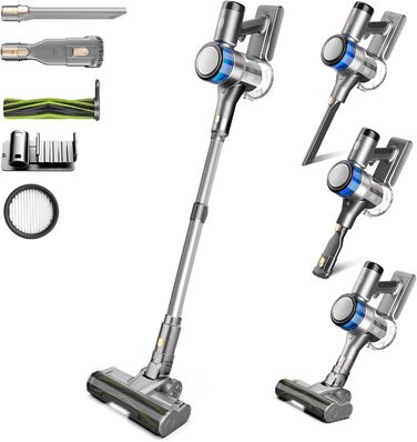 Бездротовий пилосос Dzaki Akku з потужністю 45KPa, без мішка, з дисплеєм, антизаплутана щітка, час роботи 55 хв, знімний акумулятор