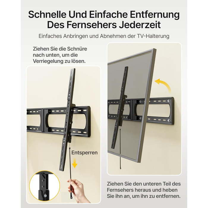 Кріплення для телевізора monTEK Heavy Duty, настінне кріплення для телевізорів 37-140 дюймів, до 136 кг, ультратонкий профіль 32 мм, сумісне з дерев'яними стійками 406/450/600 мм, VESA до 1200x800 мм, регульоване нахилом