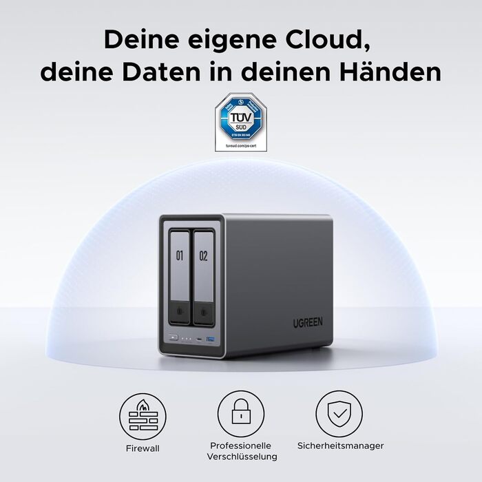 NAS UGREEN NASync DXP2800: 2-Bay, Intel N100, 8GB DDR5 RAM, 2.5GbE, M.2 NVMe, HDMI 4K, для дому та офісу (без дисків)