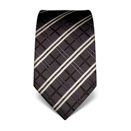 Краватка чоловіча Vincenzo Boretti, шовк, клітинка, антрацит, 8 см - для костюма та сорочки, діловий стиль, весілля