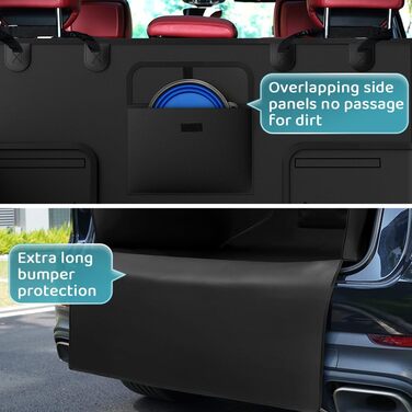 Захист для багажника автомобіля KYG: водонепроникний килимок для собак з боковими захистами, 185x105x38 см, чорний