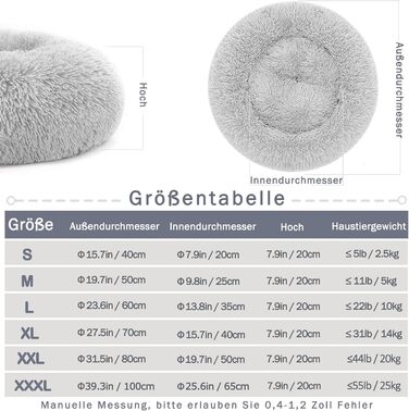 М'яке кругле ліжко для собак та котів з плюшу - Donut. Зручне, миється, різних розмірів (S/M/L/XL/XXL) для собак, котів та інших домашніх тварин. (XL-70см, L 100 x 100 x 20 см, світло-сірий)