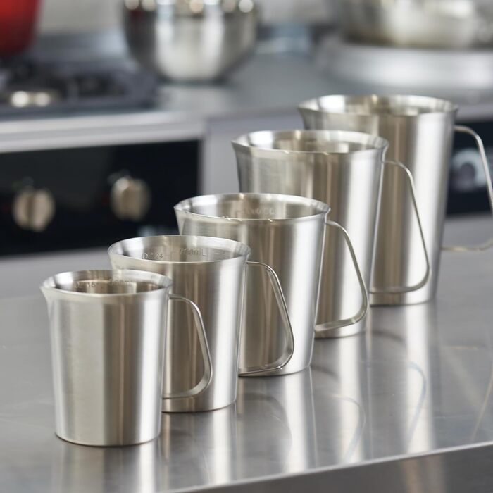 Stainless Steel Measuring Cup 1L Stainless Steel Measuring Jug with Measuring Units & Handle Metal Pitcher Dishwasher-Safe Milk Frothing Cup Measuring Cup, …
