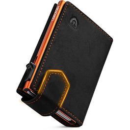 Чоловіче картхолдер LORZOR з магнітною застібкою, RFID захистом, відділенням для монет, на 10 карт, оранжевий
