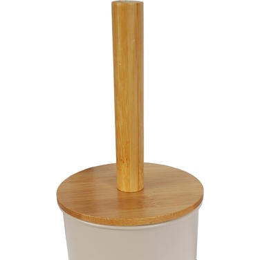 Стильний тримач для туалетного паперу з ергорегічним йоржиком для унітаза, бежевий бамбук та сталь