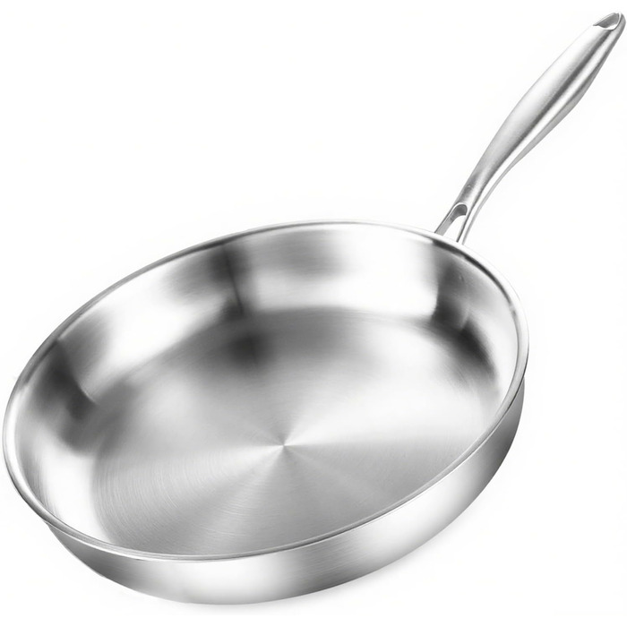 Сковорода з нержавіючої сталі 28 см, 3-шарова, безпечна, економна, стійка до високих температур, для всіх типів плит