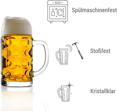 Набір пивних кружок Stölzle Lausitz ISAR, 6 шт, 0,5 л, скло Soda Lime