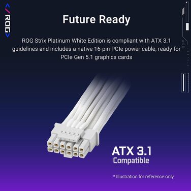Ігровий блок живлення ASUS ROG Strix 1000W Platinum White, ATX 3.0, PCIe 5.0, білий